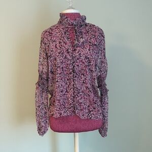 NWT Misa Los Angeles Pink Cetara Floral Long Sleeve Blouse XS